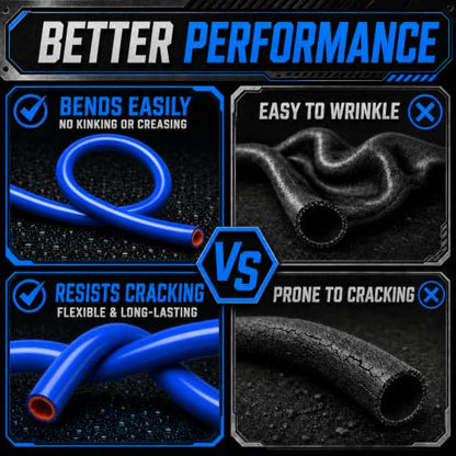 1" ID x 5 FT Silicone Heater Hose, 3-Layer Reinforced, Blue