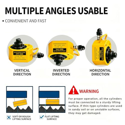 Jooptoolwook 100T Multi-Section Low Profile Hydraulic Ram Jack, 2.71" Stroke Portable Mini Hydraulic Lifting Cylinder for Machinery, Bridge & Construction Industry - size: 100T