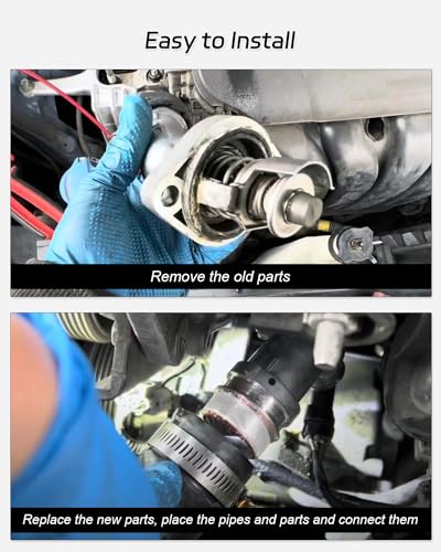 Engine Coolant Thermostat Housing Assembly Fit for Hyundai Elantra 2017 2018 2019 2020, Replace 255002E085 25500-2E085 Aluminum Alloy Thermostat Housing Assembly