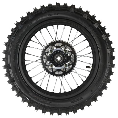 14" Rear Wheel Rim Tire Assembly For Dirt Pit Bike Trail 90/100-14 Rear Wheel Rim Tire Fits 125/140/150/160cc Pit Dirt Bike KLX65 Apollo Kayo TT 125 140 Includes Brake Rotor and Sprocket (14 inch) - size: 14 inch