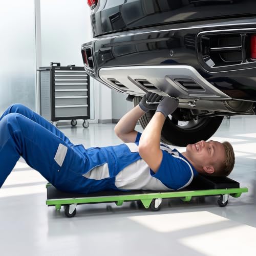 Goplus Foldable Mechanic Creeper with 360° Swivel Wheels, - color: Green, size: 36"