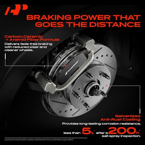 A-Premium Front and Rear Drilled Slotted Brake Rotors and Ceramic Pads Kit