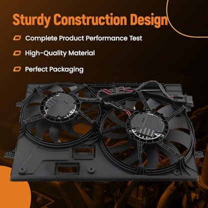 maXpeedingrods Dual Radiator Cooling Fan Assembly w/Brushless Motor for Audi Q3 2019-2021 2.0L, 3Q0121205B VW3115125 5WA121203T - size: 3Q0121205B