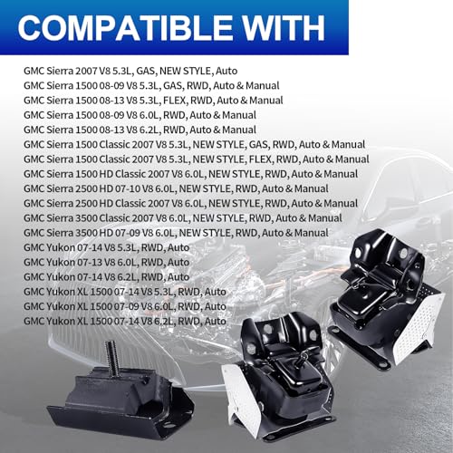 3PCS Engine Mount Set for 06-14 Suburban Sierra Tahoe Yukon Avalanche