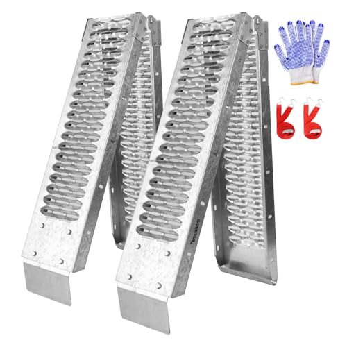 Temushom 67" Folding Truck Ramps, 1000 Lbs Capacity, 2-Pack - size: Silver-67'' L-Usable Height: under 24''