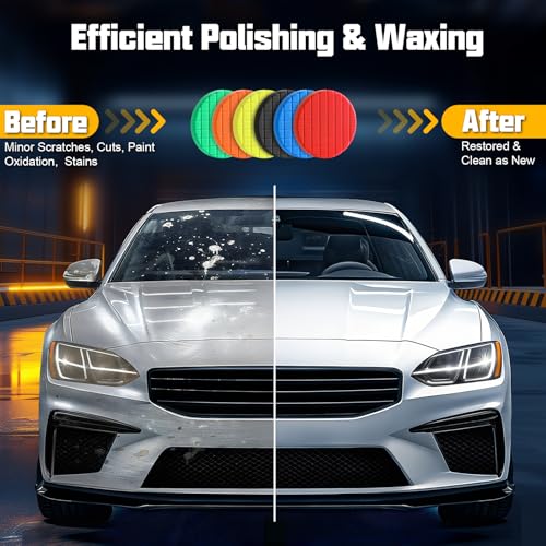 8 Pcs Buffing Polishing Pads, 6.5 Inch Polishing Pad, Compound Buffing Sponge Pads & Woolen Pads Cutting Polishing Pad Kit for Car Buffer Polisher - size: 6.5 - Inch