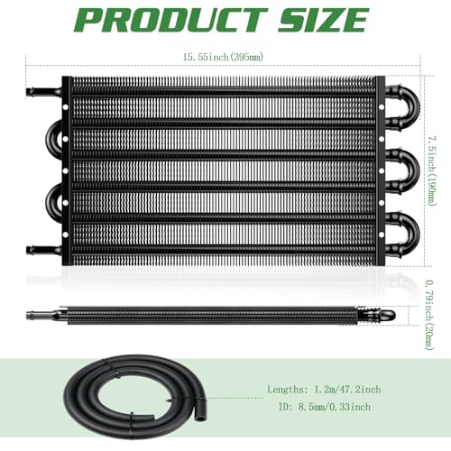 Universal 5/16" Transmission Oil Cooler Kit, Aluminium alloy 6 Pass Tube and Fin Oil Cooler Kit with Hose Mounting Kit, Black - color: Black, size: 6 Pass