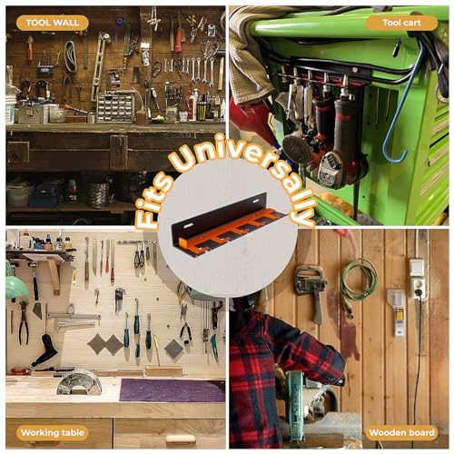 Air Tool Holder, Air Tool Rack for Garage Walls and Tool Cart Storage Organizer，Wall Mounted Lockable Pneumatic Tool Hanger for Air Compressor Tools, Pneumatic Nail Gun, Black-5 Slots - style: 5 Slots Air Tool Holder