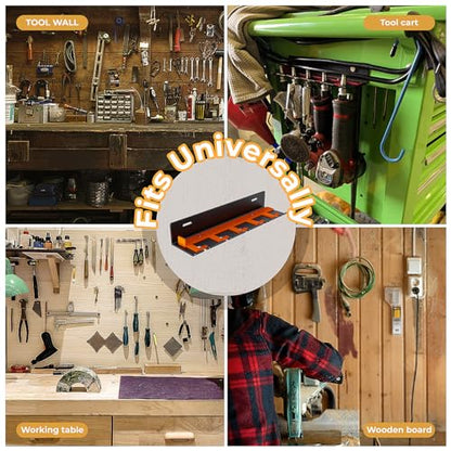 Air Tool Holder, Air Tool Rack for Garage Walls and Tool Cart Storage Organizer，Wall Mounted Lockable Pneumatic Tool Hanger for Air Compressor Tools, Pneumatic Nail Gun, Black-5 Slots - style: 5 Slots Air Tool Holder