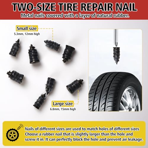 Tire Repair Glue Kit, 2-Pack 10 ml Rubber Cement with 8 Nails