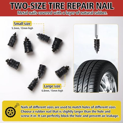 Tire Repair Glue Kit, 2-Pack 10 ml Rubber Cement with 8 Nails