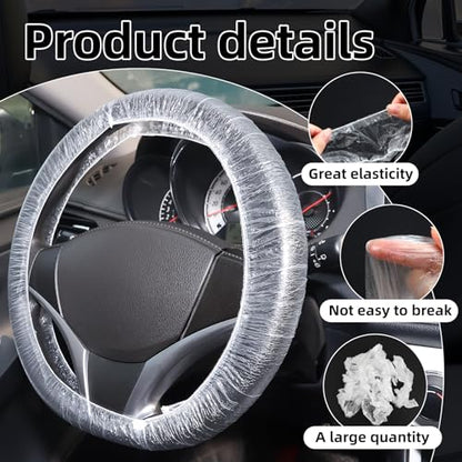 200PCS Disposable Steering Wheel Covers,Disposable Steering Wheel Protector with Elastic, Applicable to Cars, Trucks, Vans (200)