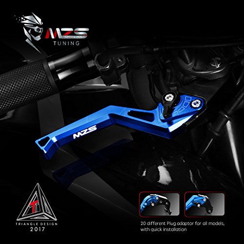 MZS Blue Motorcycle Clutch Brake Levers, Short Adjustable CNC Handle Set - color: Blue