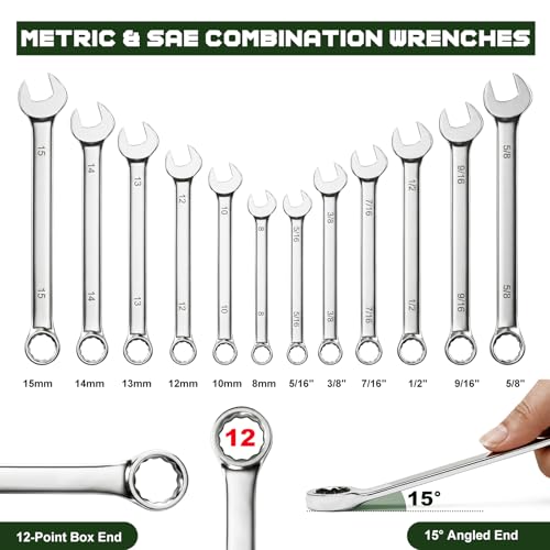 Prostormer 279-Piece Mechanics Tool Kit with Wrench Sockets, Green - color: Green