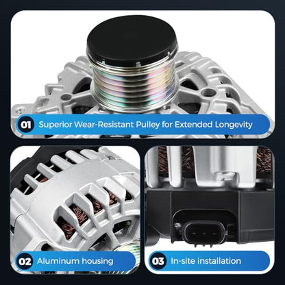 Alternator Replacement New 2.5L for Nissan 2007-2012 Altima, 2007 2008 2009 2010 2011 2012 Sentra, 2011-2013 Rogue, 2014 2015 Rogue Select L4, 400-40102 AL2407X 23100-JA02A AVA0074 TG12C032