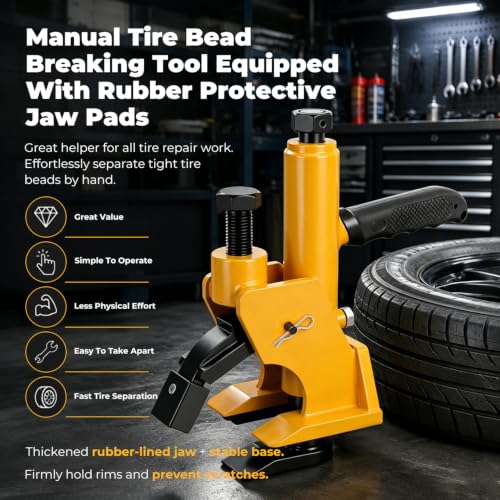 Manual Tire Bead Breaker with Handle Machine,38"-42" Tires Changer Tool with Rubber Pad for Aluminum Alloy Hubs, ATV Tire Operation, Tractors, Trucks, Cars, Heavy Duty Tires Car Repair