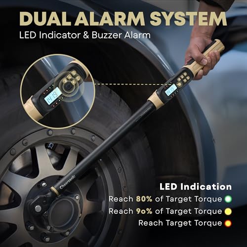 Digital Torque Wrench 1/2 Drive, 12.5-250.8 ft·lb (17-340N.m) ±1% Accuracy Electronic Torque Wrench with Buzzer and LED Heavy Duty Torque Wrench Set with Socket for Car Repair Trucks large machinery - size: 1/2 Drive 12.5-250.8 ft·lb