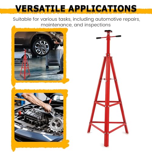 KUAFU Adjustable Under Hoist Tripod Stand 2 Ton High Lift Jack Stand Reach - size: Red