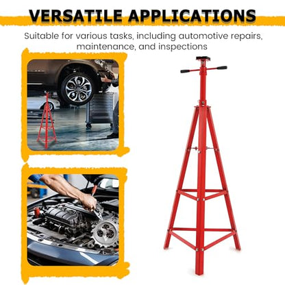 KUAFU Adjustable Under Hoist Tripod Stand 2 Ton High Lift Jack Stand Reach - size: Red