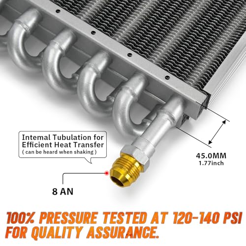 Universal 1/2" Transmission Oil Cooler Aluminium alloy 16 Pass Tube & Fin Sliver - color: Sliver, size: 16 Pass