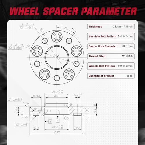 BDFHYK 5x114.3mm Wheel Spacers 1 Inch 5x4.5 Spacers for Chrysler 2007-2012 - size: 1 inch 5x4.5", style: Ford