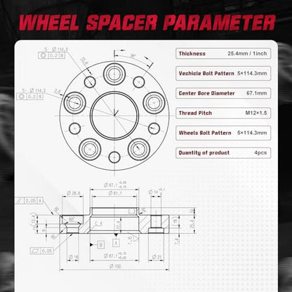 BDFHYK 5x114.3mm Wheel Spacers 1 Inch 5x4.5 Spacers for Chrysler 2007-2012 - size: 1 inch 5x4.5", style: Ford