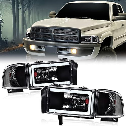 G-PLUS LED Headlights Fit Dodge Ram 1500 1994-2001/Ram 2500 3500 1994-2002 - size: Fit Dodge Ram 1994-2001(Clear/Black)