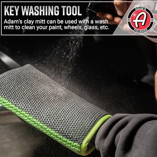 Adam's Clay Mitt (Green, 2pk) - Car Detailing Medium Grade Clay Mitt Glove Quickly Removes Debris from Your Vehicle Exterior Paint, Glass, Wheels, Chrome & More - size: Green - 2pk
