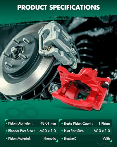 SCITOO 18B5046 18B5047 Rear Disc Brake Calipers Assembly W/Bracket Red - size: Rear[18B5046 & 18B5047]