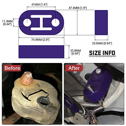 Universal 4PCS PolyUrethane Exhaust/Muffler Rubber Short Hanger Insulator Bracket Bushing Mount 10mm Blue - color: Blue