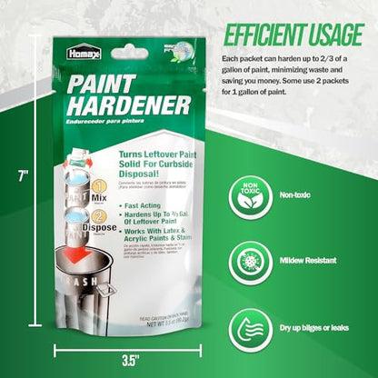 HOMESPHERE Homax Paint hardener for Disposal, Paint Drying Powder, 12 Packs