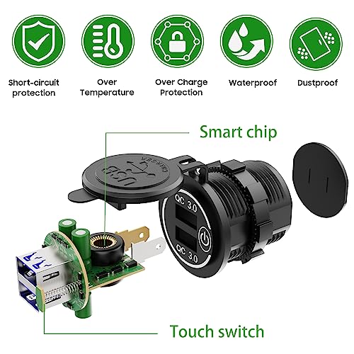 10L0L 12V Dual USB Outlet Quick Charge 3.0 for Golf Cart UTV ATV Boat Truck - color: Dual USB