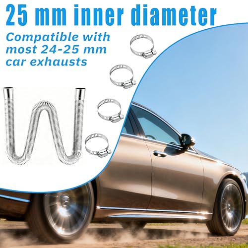 47.2" Stainless Steel Exhaust Hose, 1 inch Flexible Exhaust Pipe with 4 Hose Clamps & Screwdriver, Diesel Heater Exhaust Tubing Kit for Parking Air Heater, Generator Fuel Tank Diesel Gas Vent Hose - size: 47.2"
