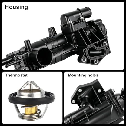 Engine Coolant Thermostat Housing Assembly w/Seal Compatible with Kia Sorento 2014-2018, Sedona 2015-2018, Cadenza 2014-2016 & Hyundai Santa Fe 2013-2018, Santa Fe XL 2018-2019, Azera 2012-2017 - size: 902-5914
