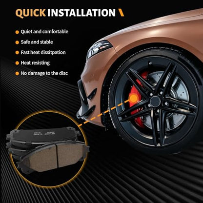 D1324 Front Ceramic Brake Pads Kit Fit For Lexus NX200t 2015-2017, For NX250 2022-2025, For NX300 2018-2021, For NX300h 2015-2021, For NX350 2022-2025, For NX350h 2022-2025 - style: HZ1324