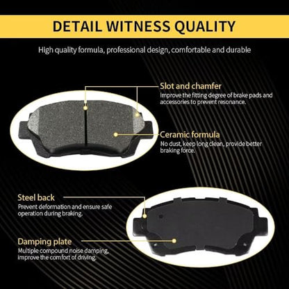 Front and Rear Ceramic Disc Brake Pads Kit w/Hardware fit for 1999-2003 Ford F150 F-150 2002 Lincoln Blackwood