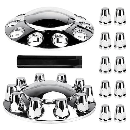Youxmoto Front Axle Wheel Cover Standart Hubcap 33mm for Semi Truck, Chrome Plated ABS Plastic, Universal Fit, 2 Pack - color: Dome Cover: 2 Front