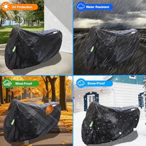 Motorcycle Cover All Season Universal Weather Quality Waterproof Sun Outdoor Protection Night Reflective with Lock-Holes Fits up to 78.7" for Most Scooters Mopeds Mini Motorcycle Vehicle Cover - size: M size: 78.4"