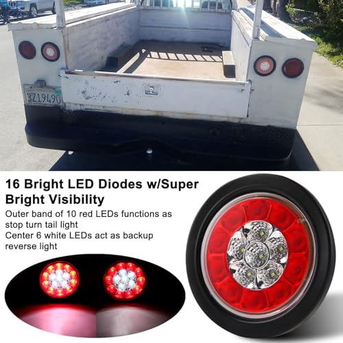 4 Inch Round Led Trailer Tail Lights Kit with 13.8" Led 3RD Brake Strip Bar