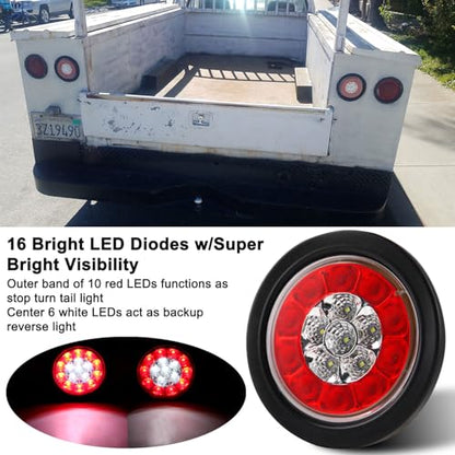 4 Inch Round Led Trailer Tail Lights Kit with 13.8" Led 3RD Brake Strip Bar