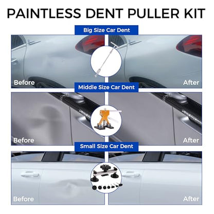 Car Dent Puller Kit,148 PCS Dent Repair Tool,Paintless Dent Removal with Golden Lifter,Bridge Puller,Slide Hammer T-Bar,Suction Cup Dent Puller for Auto Body Dents,Repairing Big and Dents, Hail Damage - style: 148PCS