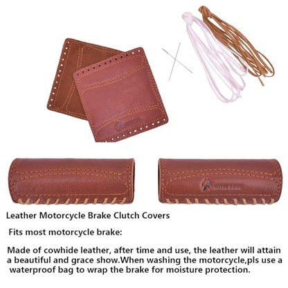 Leather Motorcycle Brake Clutch Covers, Handlebar Hand Grip Covers Throttle Grip Covers - color: Brown: Handlebar Cover