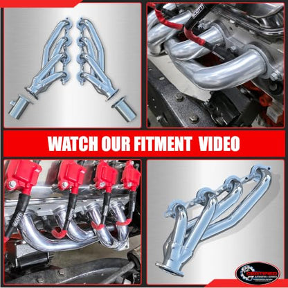 LS Swap Ceramic Coated Shorty Headers High Performance Thermal Barrier Coating Block Hugger Exhaust Headers MLS & Copper Gaskets 2.5 Inch 3 Bolt Collectors Fits 4.8 5.3 6.0 LS1 LS2 LS3 S10 C10 K10