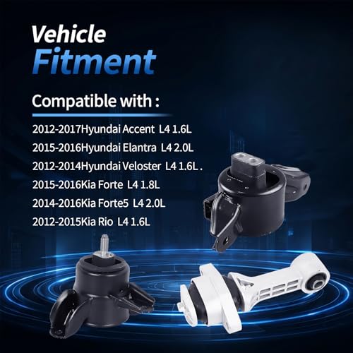 Engine Motor Mount Kit Fits 2012-2017 Accent, 2015-2016 Elantra - size: 2015-2016 Elantra 2.0L