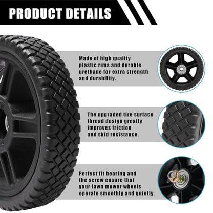 8 Inch Lawn Mower Wheels kits with Bolts & Nuts - 2 Pack General Tire Push Mower Plastic Wheels Fits Craftsman Mower Generator Garden Tiller Most Standard push Lawn Mowers (8×1.75'') - size: 8 inch