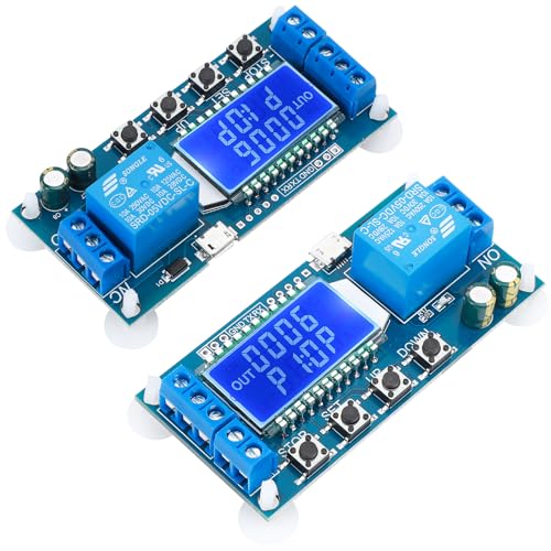 DROK Timer Relay 2pcs, DC 6V-30V LCD Display Time Delay Relay Cycle Timer 0.01s-9999mins with Input 5V Micro USB Port - color: Blue, size: 2pcs
