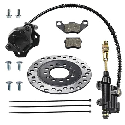 PRO BAT ATV Quad Rear Brake Assembly Master Cylinder Caliper Disc Rotor - color: Black