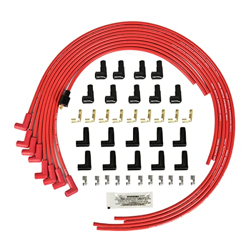 Universal Spark Plug Wire Set 8.5mm with Red Silicone Jacket and 90 Degree Boots Replaces 4041 - style: 90 Degree Boots