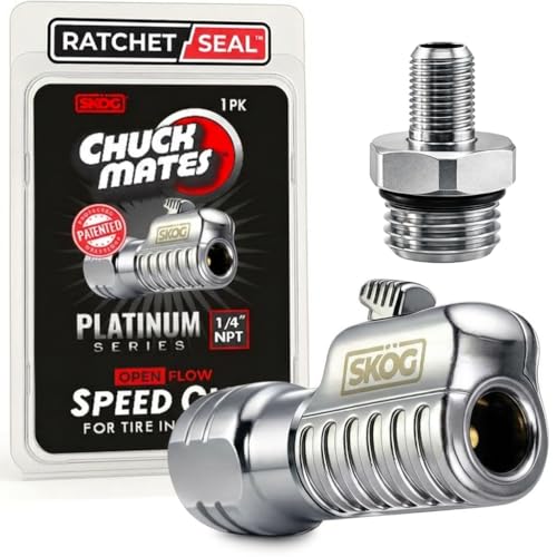 Chuck Mates Platinum Locking Air Chuck Quick-Connect 1/4" NPT or Schrader - size: 1 Pack, style: For Portable Inflators + NPT Adapter