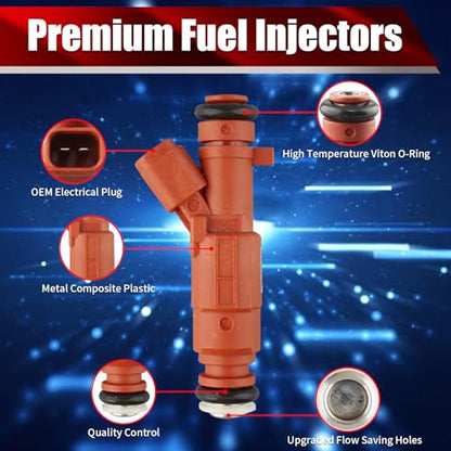 Set of 4 Fuel Injectors 35310-2E000 4G2287 Replacement - size: 35310-2E000